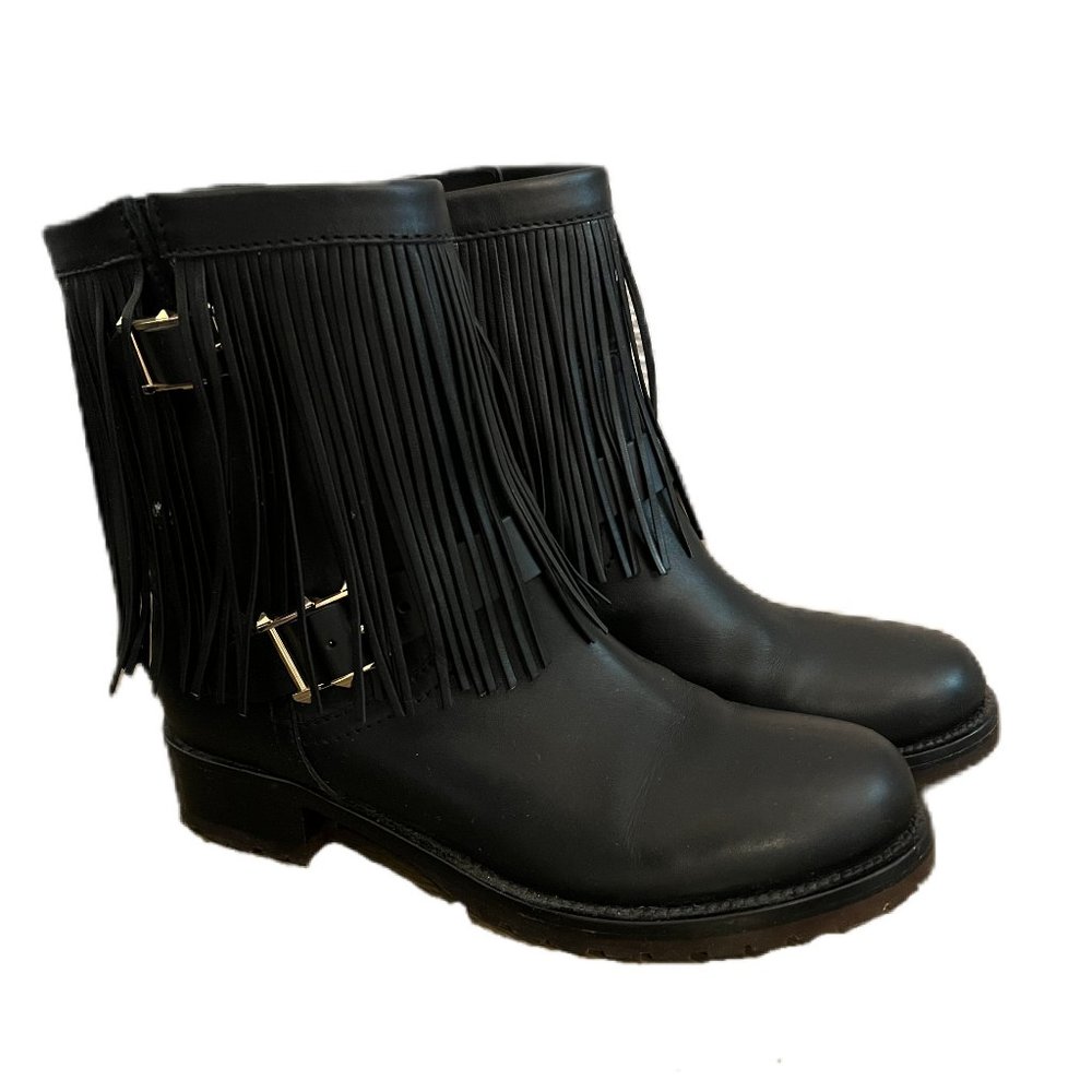 Valentino Fringe Moto Boots Size 37 1/2